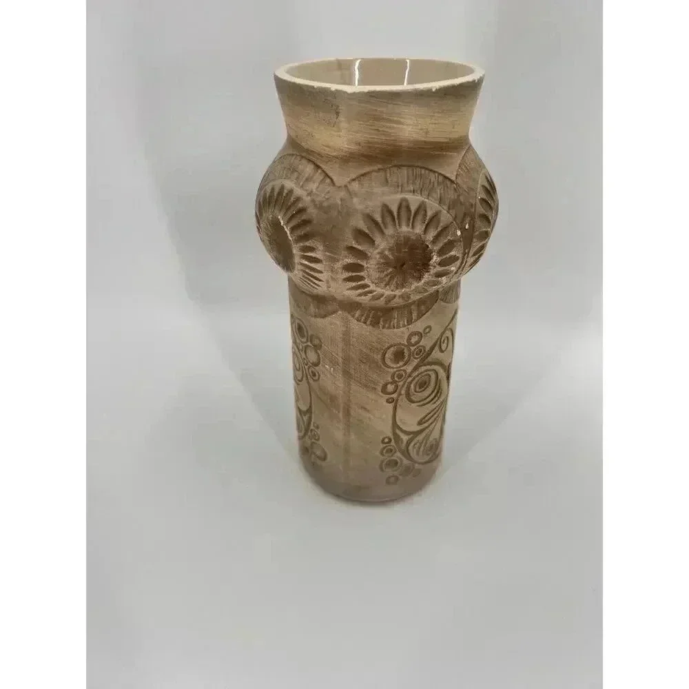 VINTAGE McCoy Vase Scandia #620 Beige Tan Taupe Pottery Butterfly Mid Century